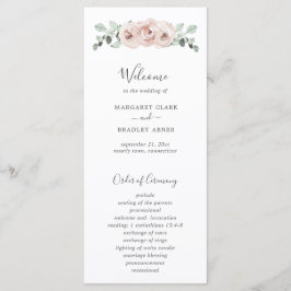 Programa Acuarela Floral Elegante Boda Rosa Polvorienta