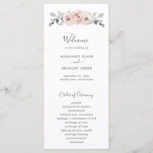 Programa Acuarela Floral Elegante Boda Rosa Polvorienta