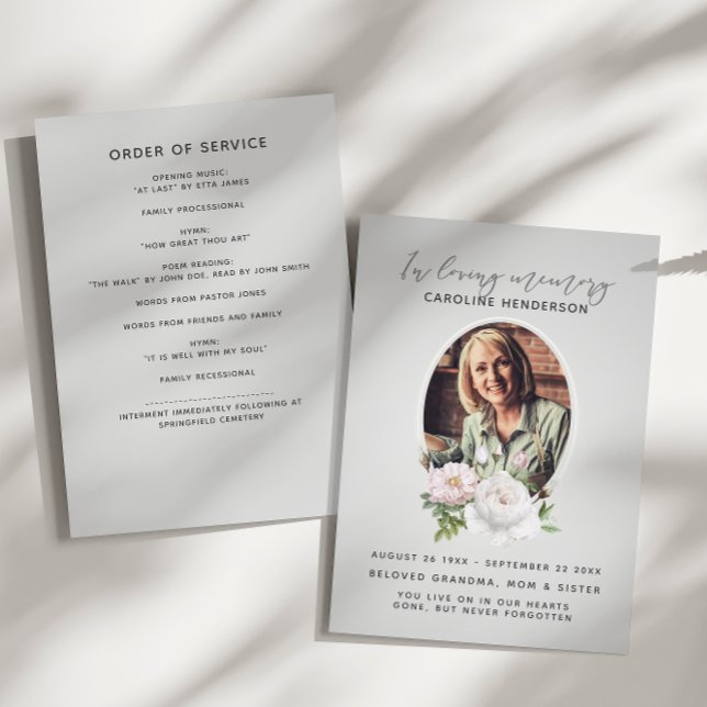 Programa Acuarela gris Floral Foto Funeral de 2 páginas (Subido por el creador)