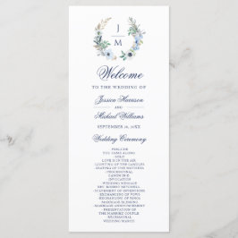 Programa Acuarela Monograma Boda de guirnaldas florales