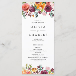 Programa Acuarela Otoño Blooms Garland Fall Wedding