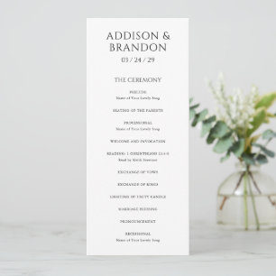Programa Addison Black and White Classic Elegant Wedding