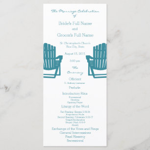 Programa Adirondack Chairs Beach Wedding Program