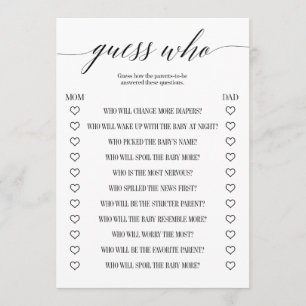 Programa Adivina quién Minimalista juego en Baby Shower
