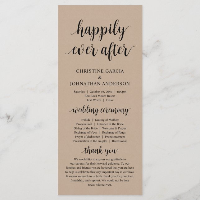Programa Afortunadamente después, la ceremonia de Boda mode (Anverso)