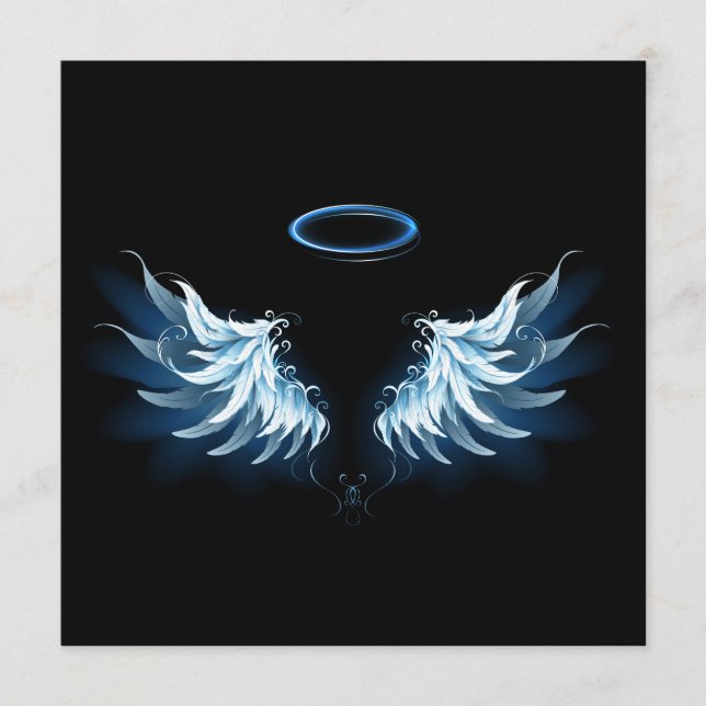 Programa Alas de ángel azules brillantes sobre fondo negro (Anverso)