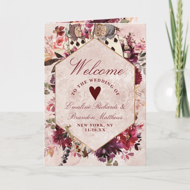 Programa Alicia en la ceremonia de matrimonio elegante en e (Anverso)