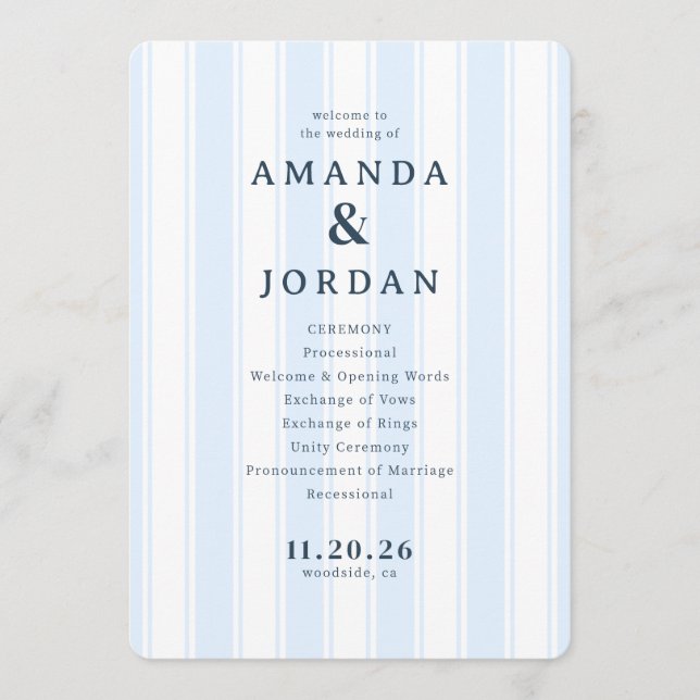 Programa Amanda & Jordan Elegant Blue Vertical Ceremony (Anverso)