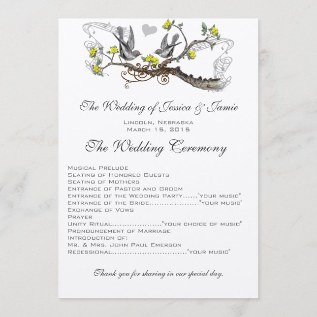 Programa Amor Amor Amor Amarillo y Gris Boda (Anverso)