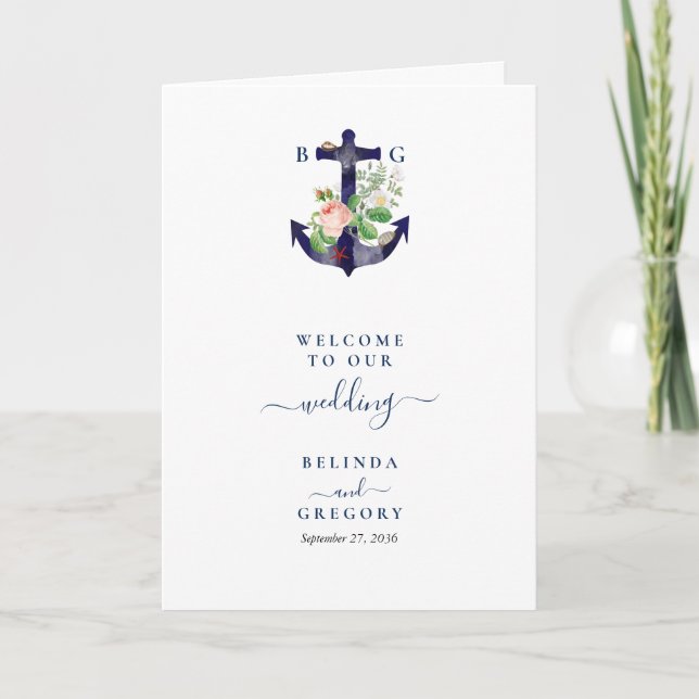 Programa Ancla Floral Boda Náutico Orden de servicio (Anverso)