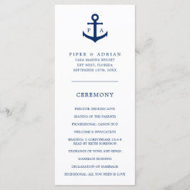 Programa Ancla Monograma Azul Marino Boda Náutica