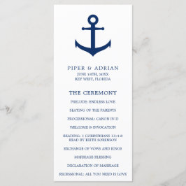 Programa Ancla Náutica Azul Marino Elegante Boda