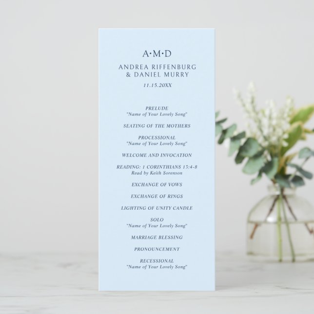 Programa Andrea Azul Celeste Boda Elegante (Anverso de pie)
