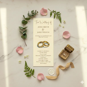 Programa Anillos de oro Elegante Crema y boda Marrón