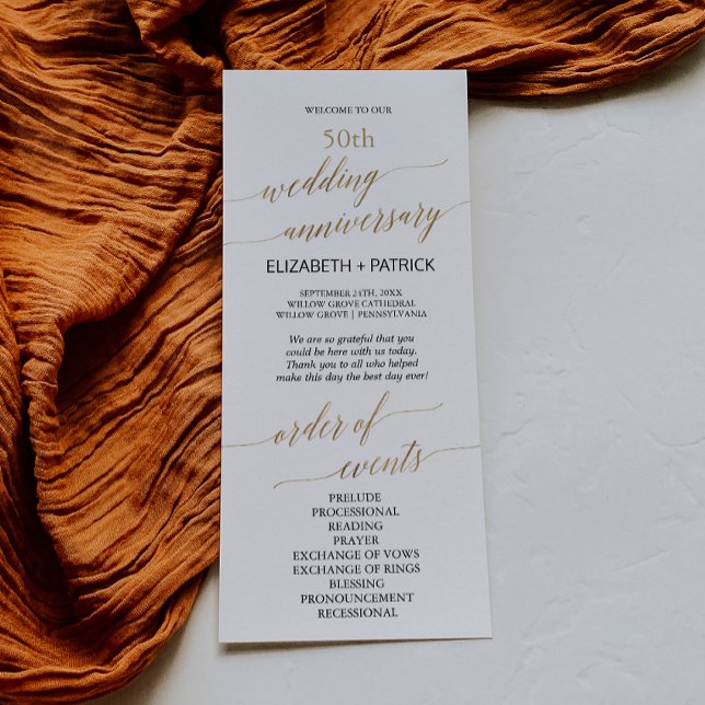 Programa Aniversario elegante Boda de caligrafía negra de o (Subido por el creador)