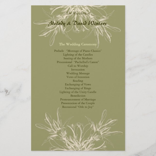 Programa Antiguo de Bodas Florales de Oliva (Anverso)