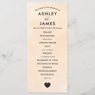 Programa Apricot Watercolor Wedding para Ceremonia