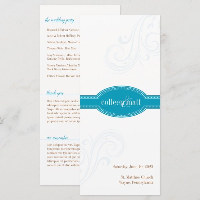 Programa Aqua Elegante, Colección Boda Caroline (Anverso / Reverso)