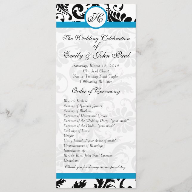 Programa Aqua Trim Black Damask Wedding (Anverso)