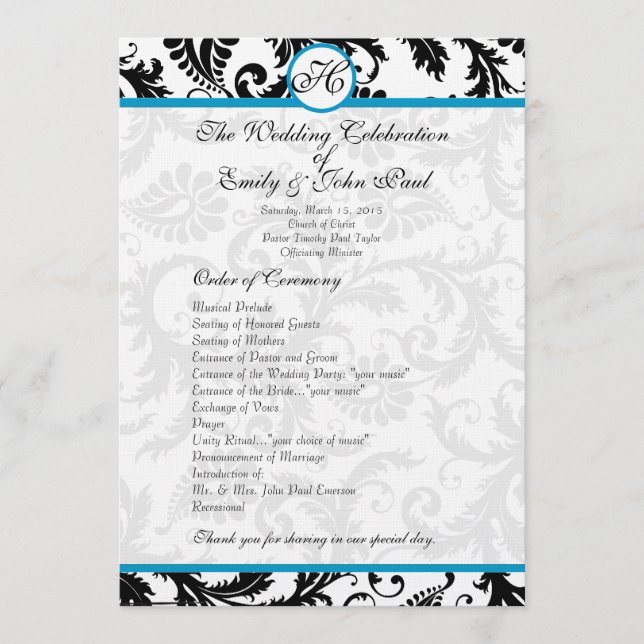 Programa Aqua Trim Black Damask Wedding (Anverso)