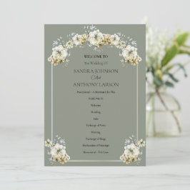 Programa Arched Sage Green Floral Wedding Program
