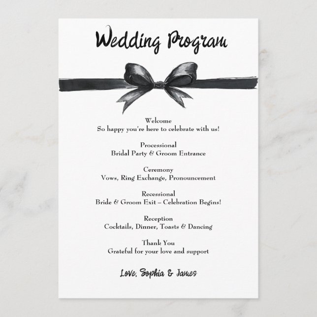 Programa Arco negro y blanco | Boda elegante | Monocromo (Anverso)