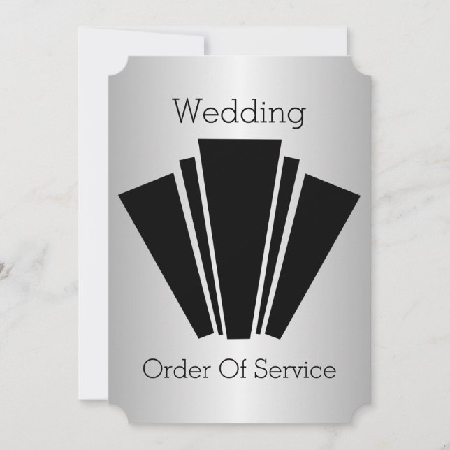 Programa Art Deco De Boda De Plata Negra Y Blanca (Anverso)