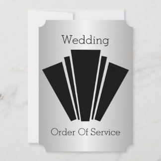Programa Art Deco De Boda De Plata Negra Y Blanca