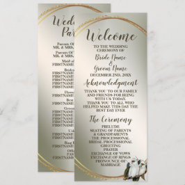 Programa Aves blancas de la fiesta de la boda Hojas verdes 