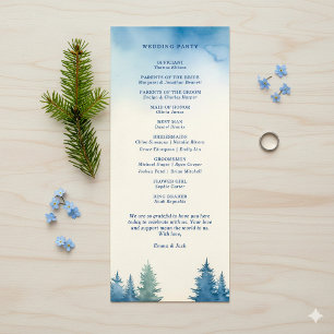 Programa Azul acuarela Bosque naturaleza moderna Boda