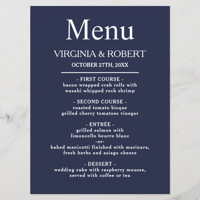 Programa Azul marino elegante | BODA MINIMALISTA (Anverso)