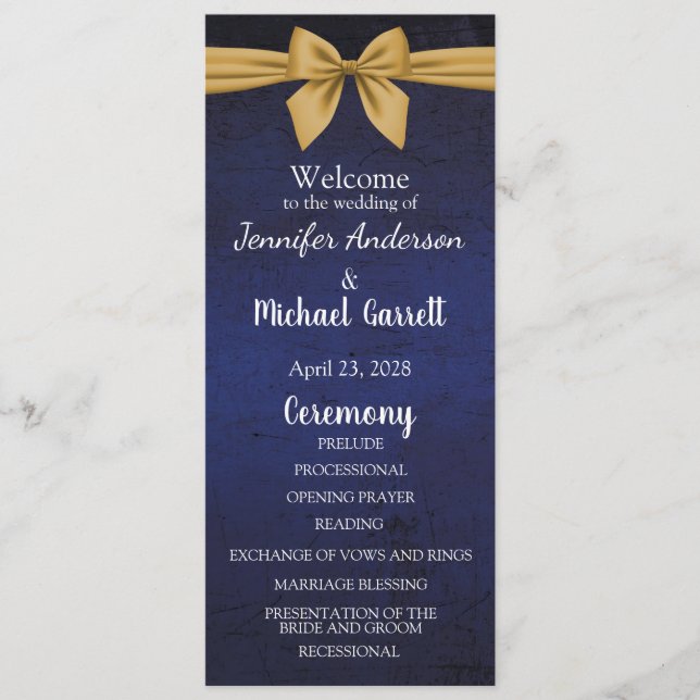 Programa Azul oscuro con lazo dorado (Anverso)