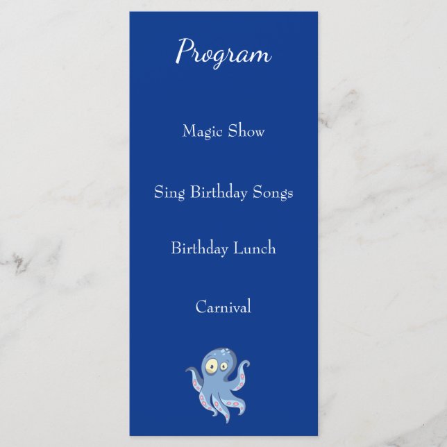 Programa Baby Shower Boo Octopus Blue Kids (Anverso)