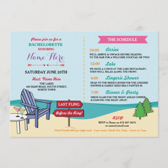Programa Bachelorette El Itinerario De La Ducha Bridal De L (Anverso)