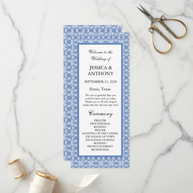 Programa Baldosas portuguesas Blue Elegant Destination Wedd (Anverso/Reverso In Situ)