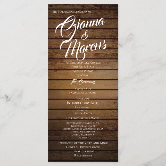 Programa Barn Wood Wedding (Anverso)