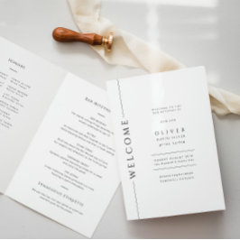 Programa Barra moderna en blanco y negro Mitzvah Folleto do