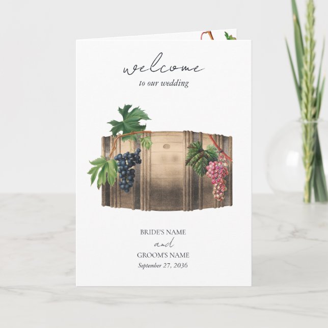 Programa Barrel Winery Vineyard Boda Orden de servicio (Anverso)