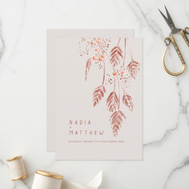 Programa Bayas de hierba acuarela marrón naranja boda (Anverso/Reverso In Situ)