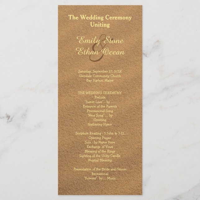 Programa Beach Sand Boda Tall (Anverso)