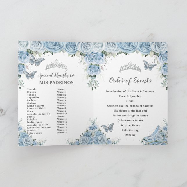 Programa Bebé Floral Azul Quinceañera Padrinos Tribunal Hon (Interior)