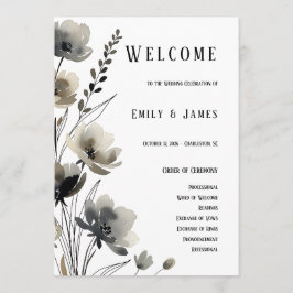 Programa Beige Neutral Floral Wedding