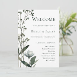 Programa Beige Neutral Floral Wedding