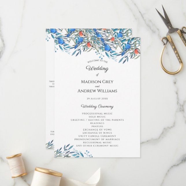 Programa Bellos pájaros acuarela y boda de follaje (Anverso/Reverso In Situ)