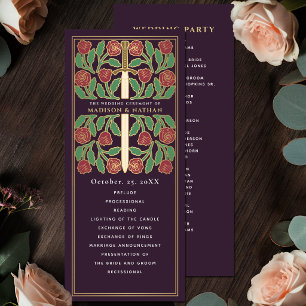 Programa Berenjena Medieval Floral Espada Boda Real Dorada