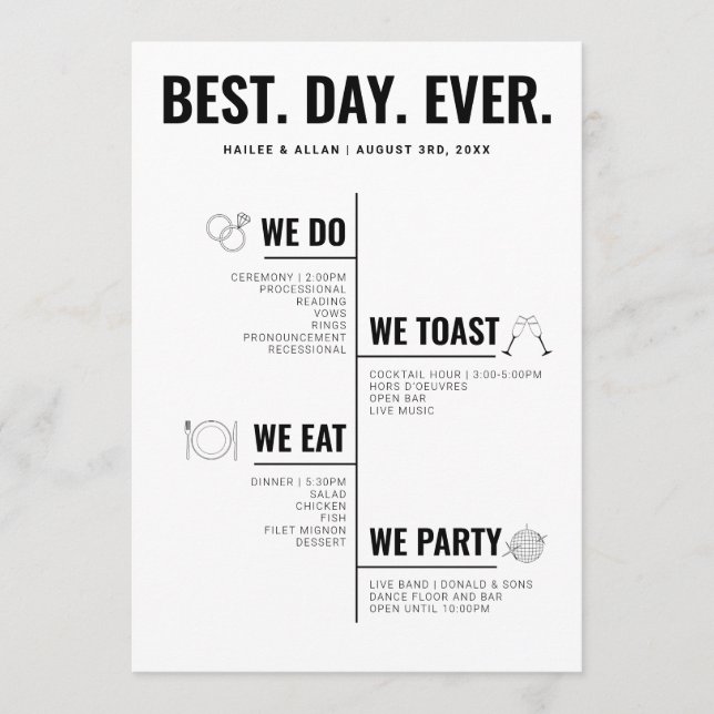Programa Best Day Ever Wedding Timeline Program (Anverso)