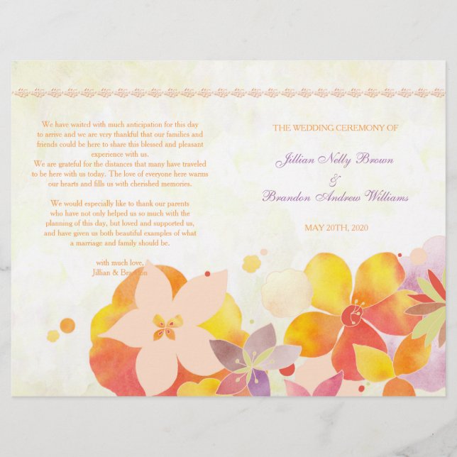 Programa Bi Fold Boda Floral de Brisa Jardín (Anverso)