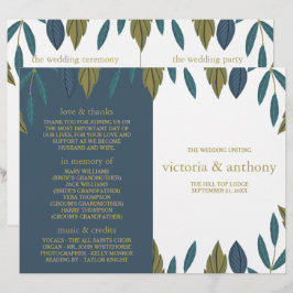 Programa Bi-Fold Boda Floral de hojas rusticas