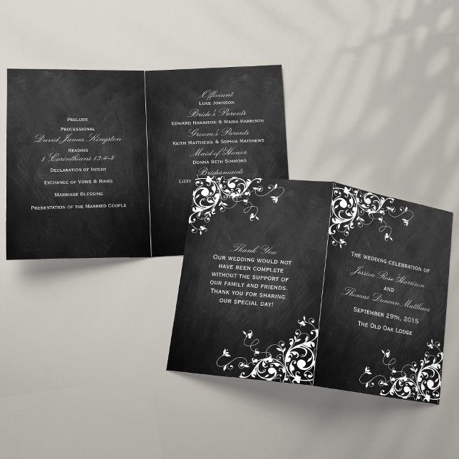 Programa Bi-Fold De Boda De Pisos Blancos En Chalk (Subido por el creador)