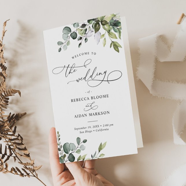 Programa Bi-Fold de Eucalyptus Greenery Boda (Subido por el creador)